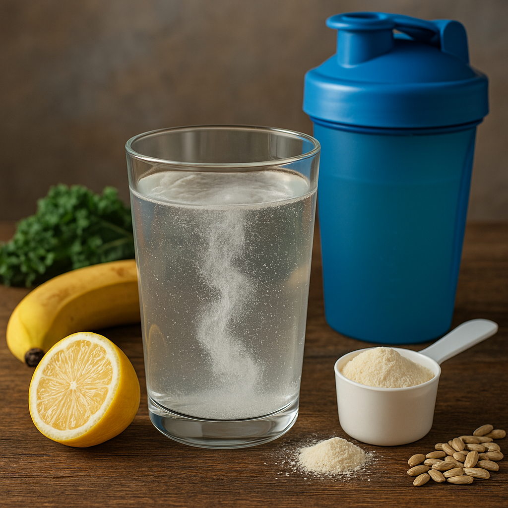 elektrolyty-banan-sklenice-lahev-orech-citron-voda