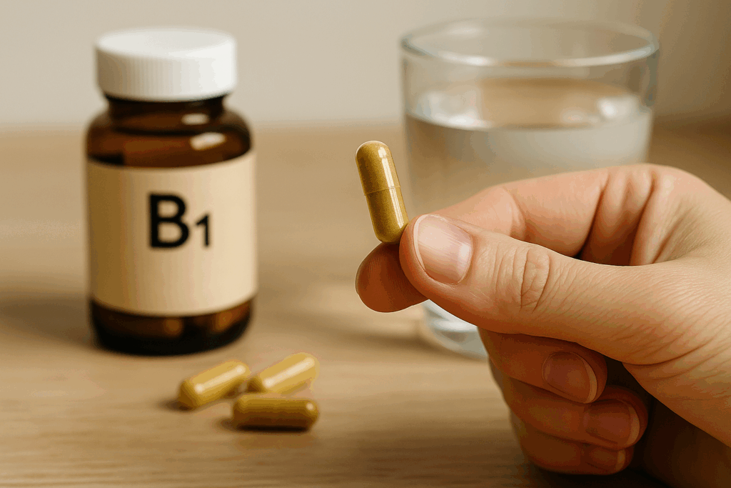 thiamin-ucinky-ruka-nadoba-vitamin-b1-sklenice-voda