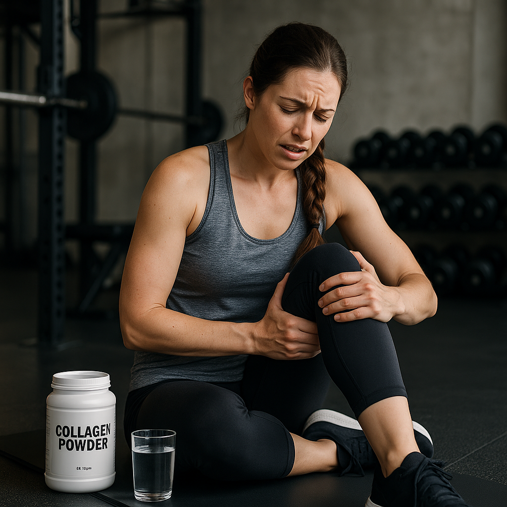 hypermobilita-zena-posilovna-cinka-voda-sklenice-doza-kolagen