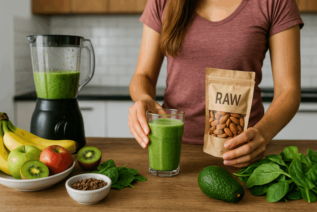 raw-strava-mixer-ovoce-sklenice-zelenina