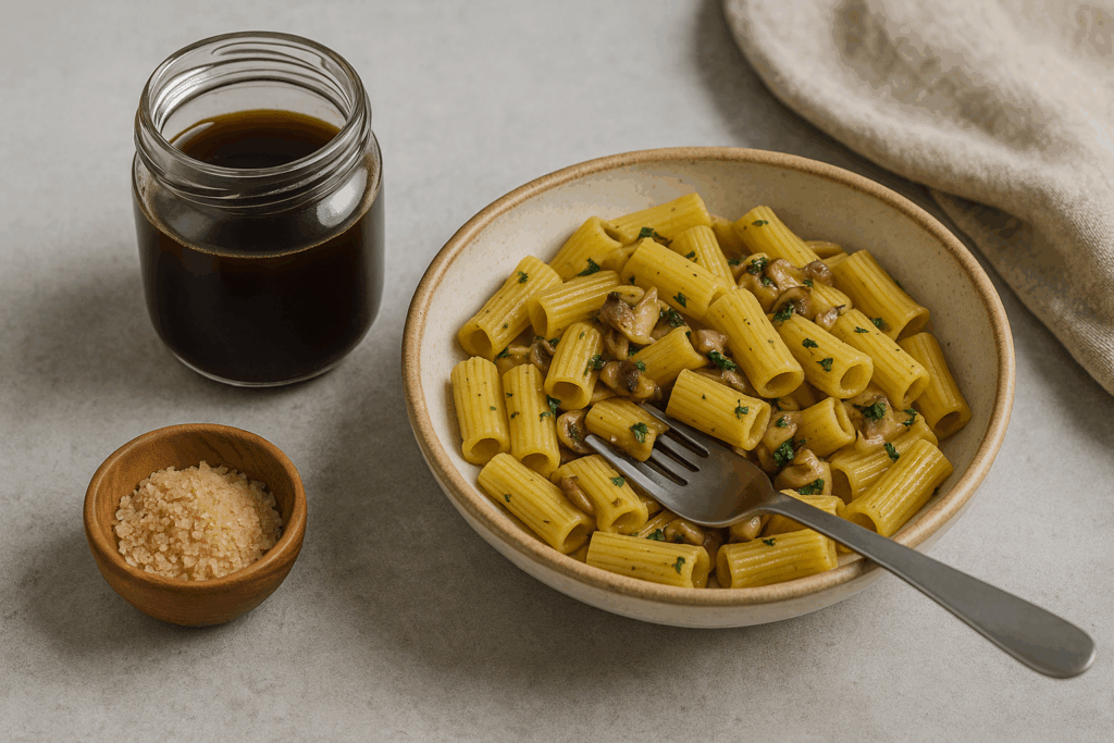 garum-testoviny-vidlicka-talir-omacka-sklenice-misa