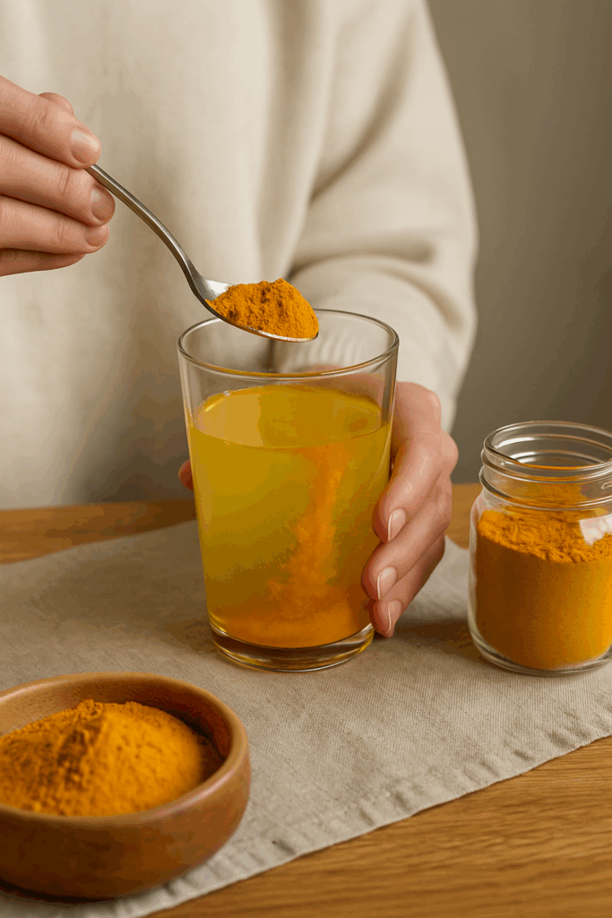 kurkuma-na-alcno-sklenice-voda-lzice-prostirani-misa