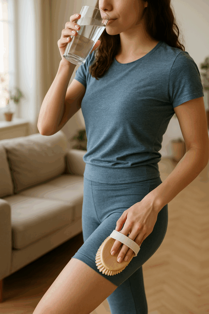 jak-rozproudit-lymfu-zena-kartac-sklenice-voda